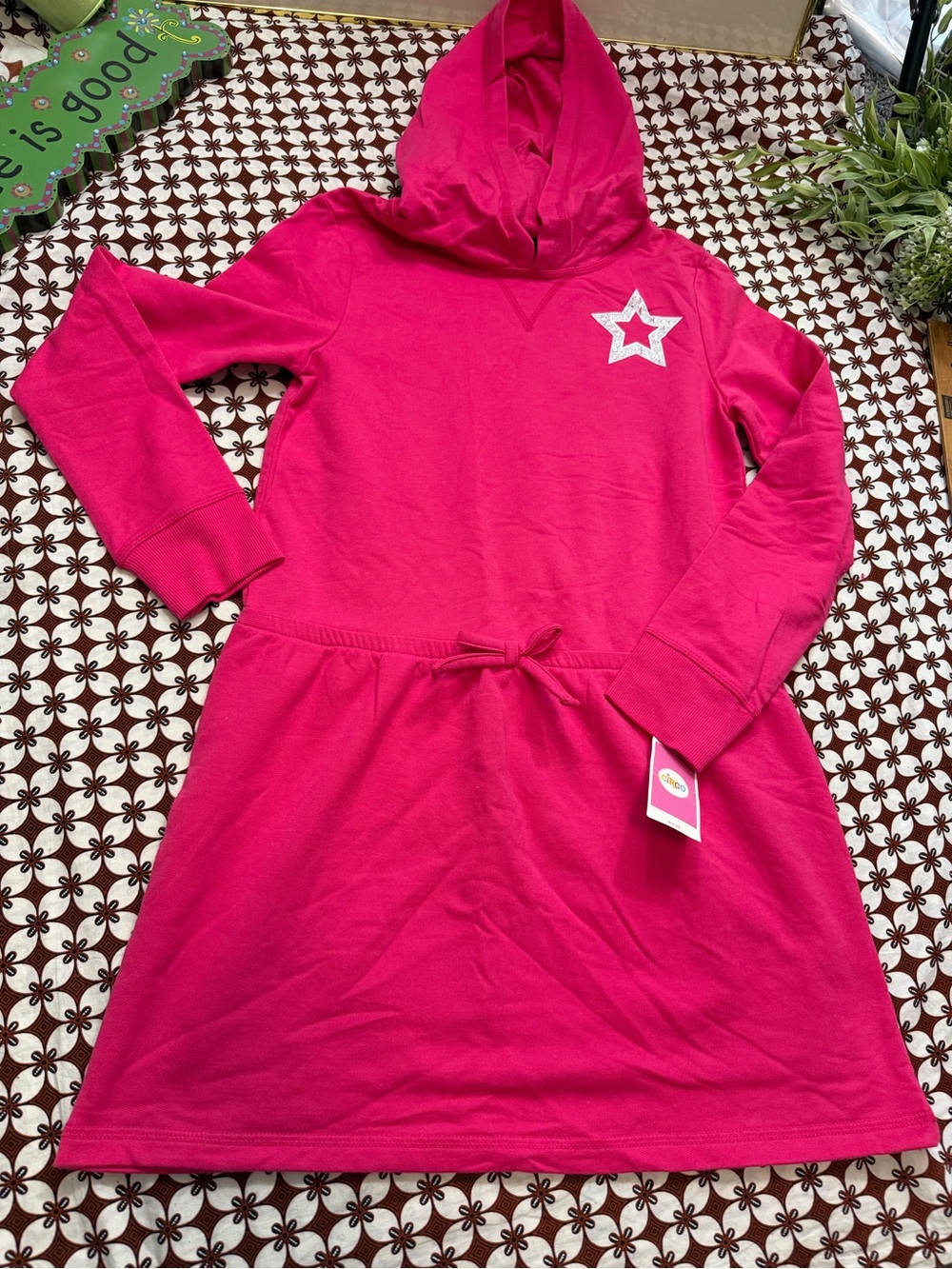 Girls' Hot Pink Hooded Star Dress